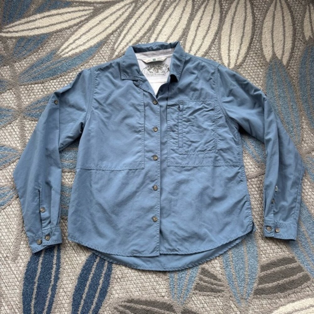Royal Robbins Women’s Go Everywhere Long Sleeve Button Up Shirt Size Medium Blue